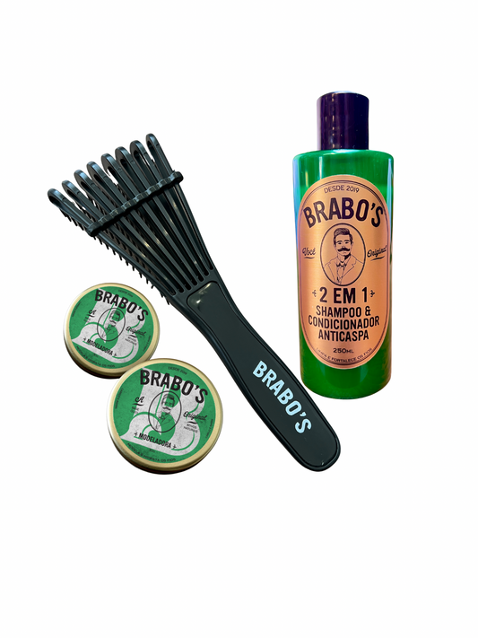 COMBO 2 Brabo's Pomada Premium + Brabo's Escova + Shampoo 2 em 1  [FRETE GRÁTIS]