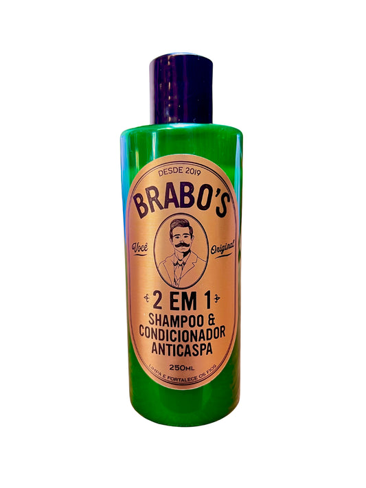 Brabo's 2 em 1 Shampoo e Condicionador Anticaspa para Cabelo e Barba